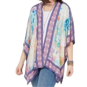Tolani Collection Floral Open Front Kimono With Rear Ruching Size L